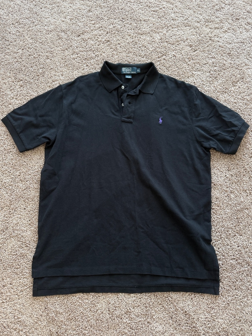 Ralph Lauren Black Polo Shirt with Purple Pony